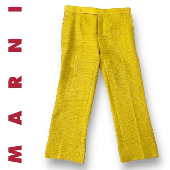 Marni | Pants & Jumpsuits | Marni Silk Blend Yellow Gray Textured 
